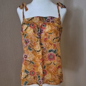 Willow Floral Tie-Shoulder Camisole - Mustard Multi
